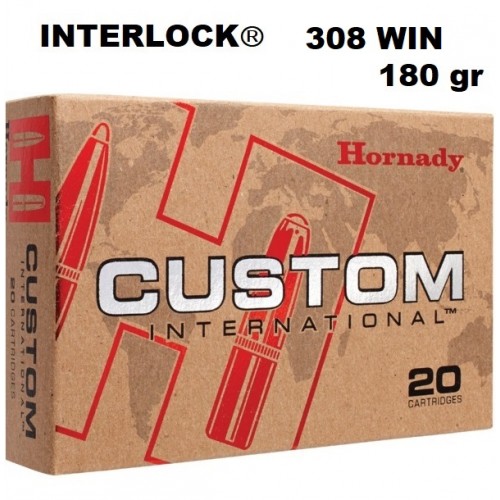 Munición Hornady 308 Win INTERLOCK Custom Internacional 180 gr