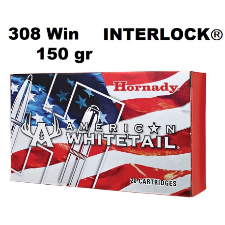 Municion Hornady 308 Win WHITETAIL INTERLOCK 150 gr