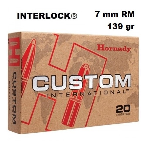 Munición Hornady 7 mm RM INTERLOCK CUSTOM INTERNACIONAL 139 gr