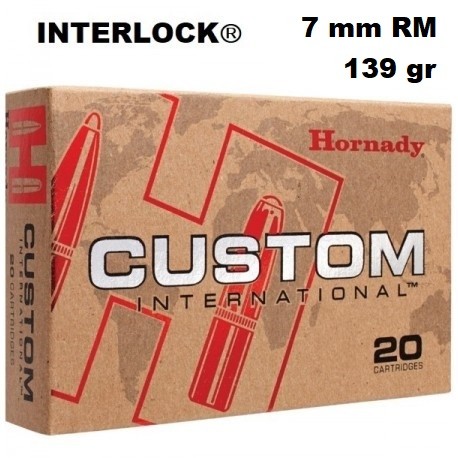 Munición Hornady 7 mm RM INTERLOCK CUSTOM INTERNACIONAL 139 gr