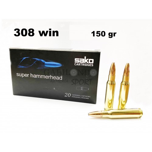 Municion Sako Cal.308 Win Super Hammerhead 150 gr