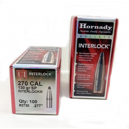 Plomos Hornady Cal. 270 SP INTERLOCK 130gr (100 unds)