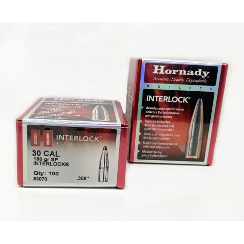 Plomos Hornady Cal30 180gr. SP INTERLOCK (100 unds)