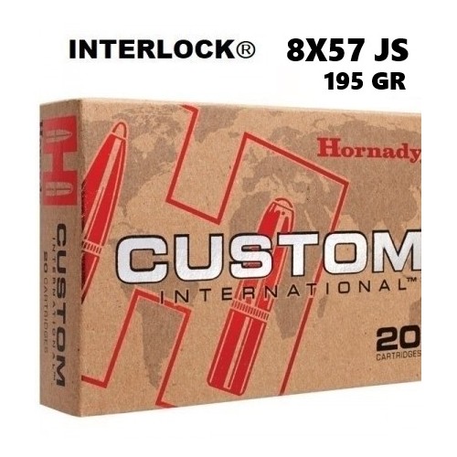 Munición Hornady 8X57 JS INTERLOCK CUSTOM INTERNACIONAL 195 gr