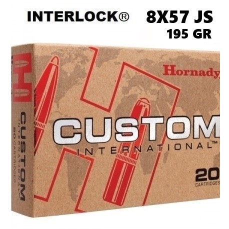 Munición Hornady 8X57 JS INTERLOCK CUSTOM INTERNACIONAL 195 gr