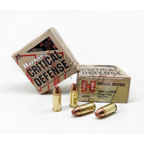 Municion HORNADY Critical Defense 115 gr FTX Cal. 9 PB